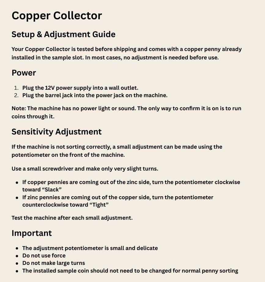 Copper Collector Automatic Penny Sorter with Power Supply - image 9